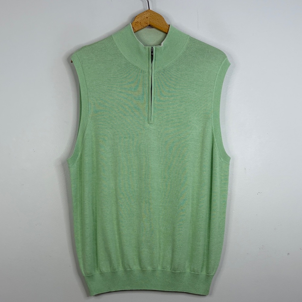 New Peter Millar Sweater Vest Mens Large Mint Green Silk Cotton Cashmere Golf